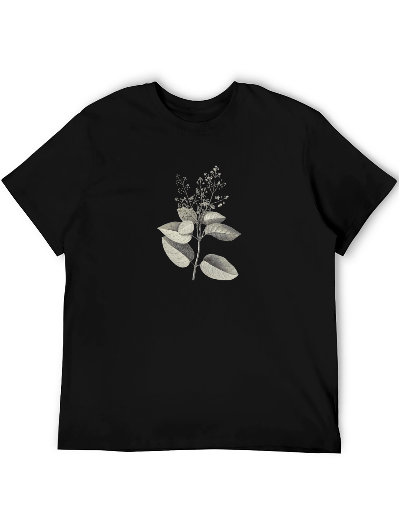 Botanical Print Black T-Shirt