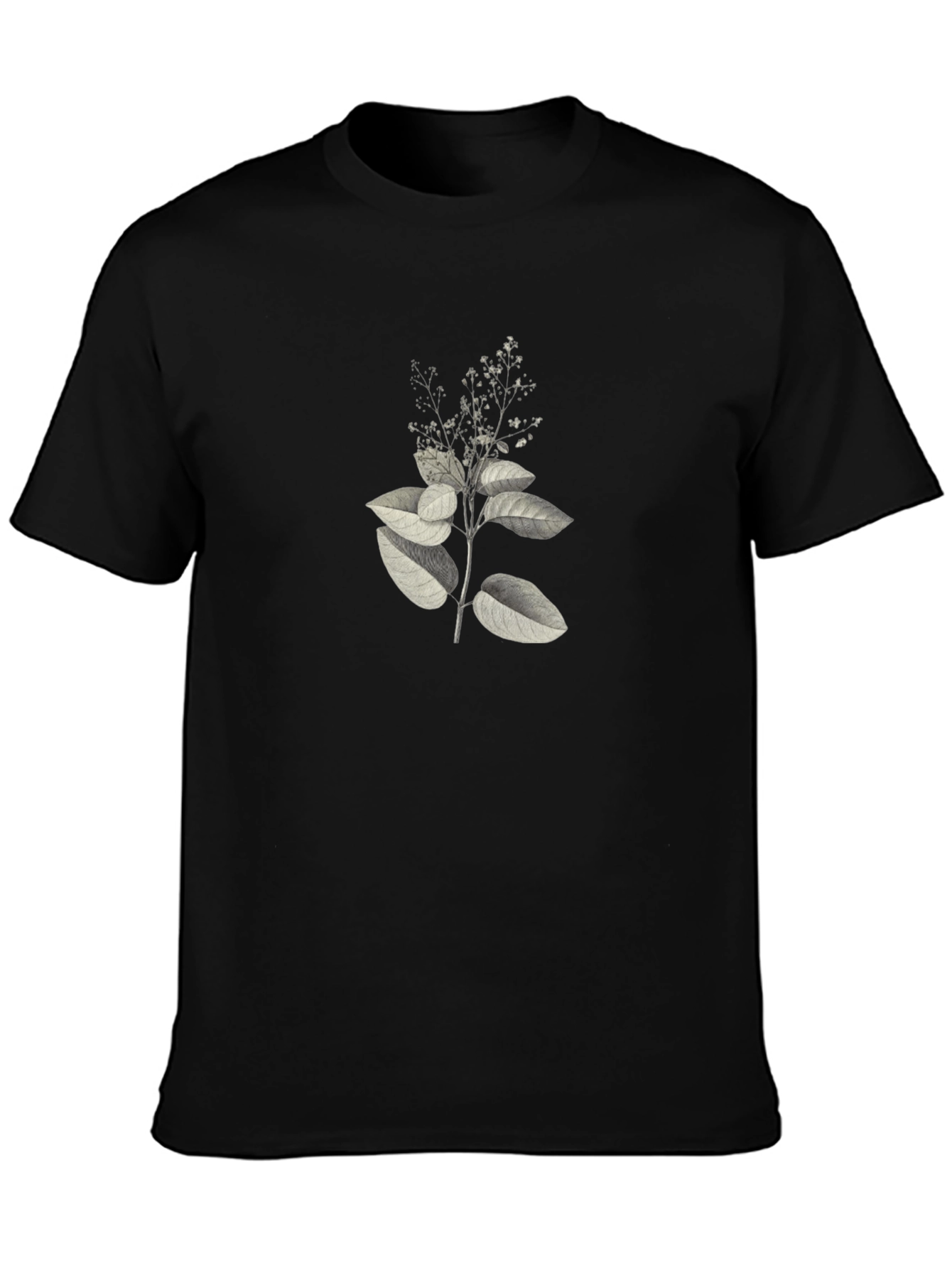 Botanical Print Black T-Shirt