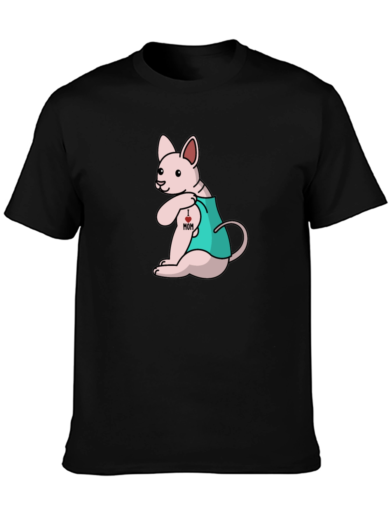 I Love Mom Tattoo Cat T-Shirt