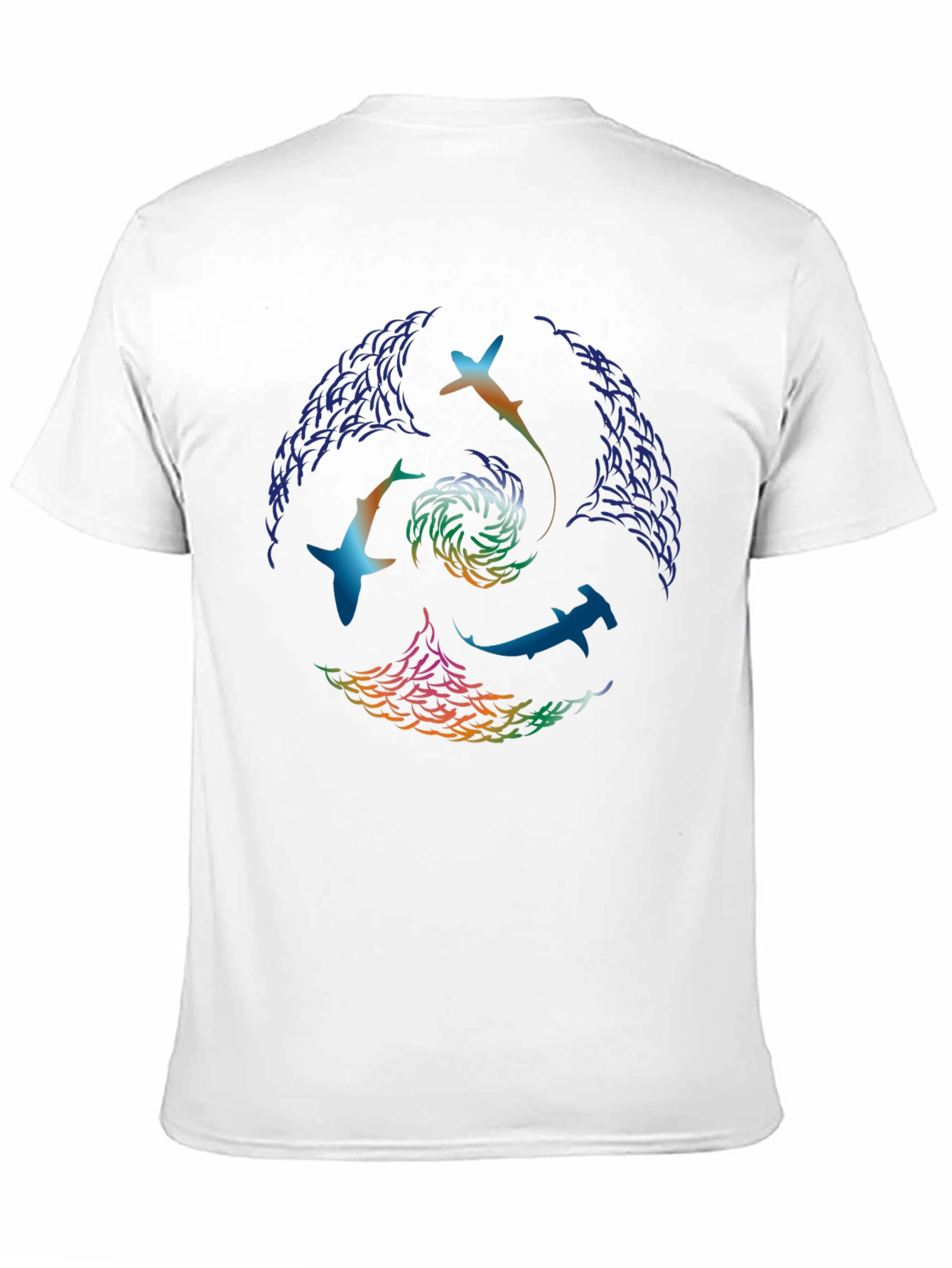 Abstract Shark Swirl Graphic Tee - Black
