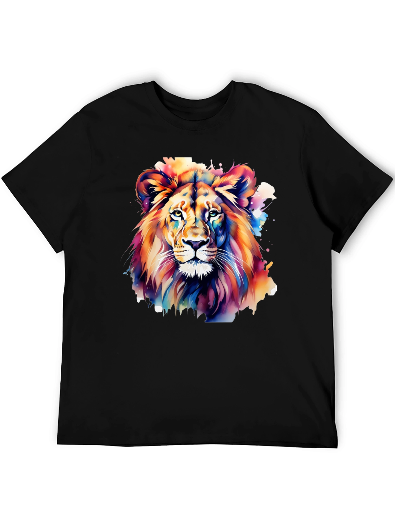 Vibrant Lion Graphic Black T-Shirt