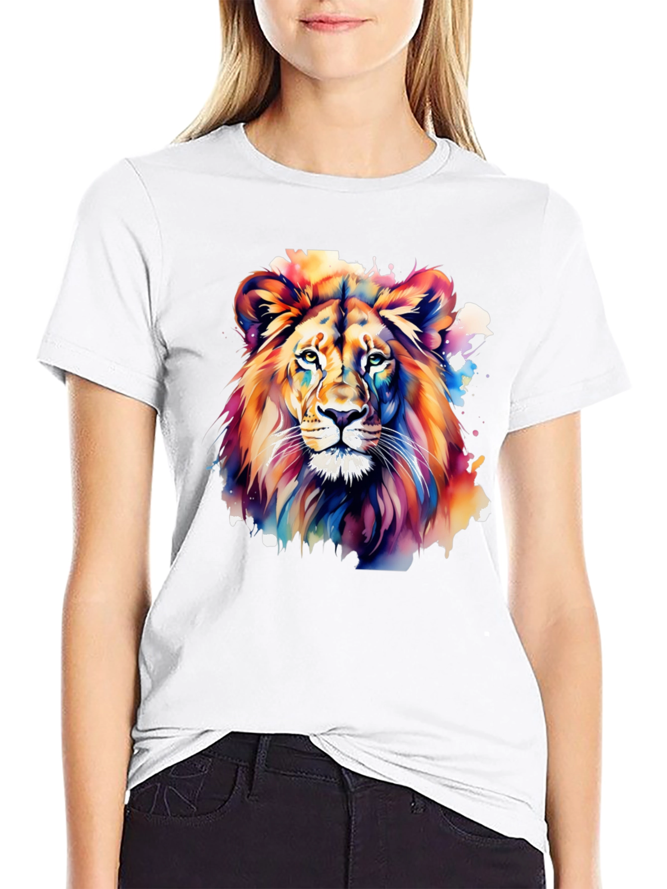 Vibrant Lion Graphic Black T-Shirt