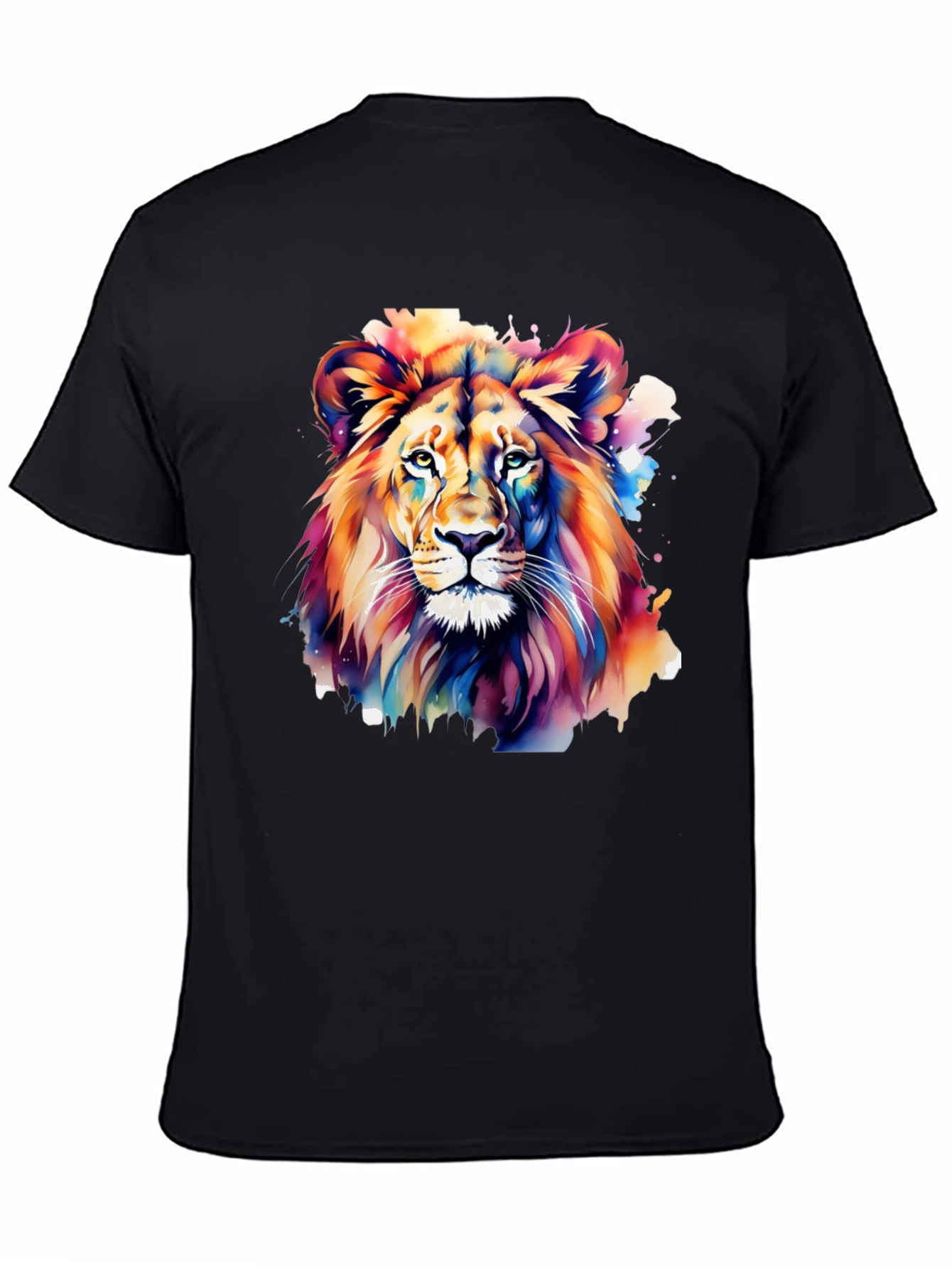 Vibrant Lion Graphic Black T-Shirt