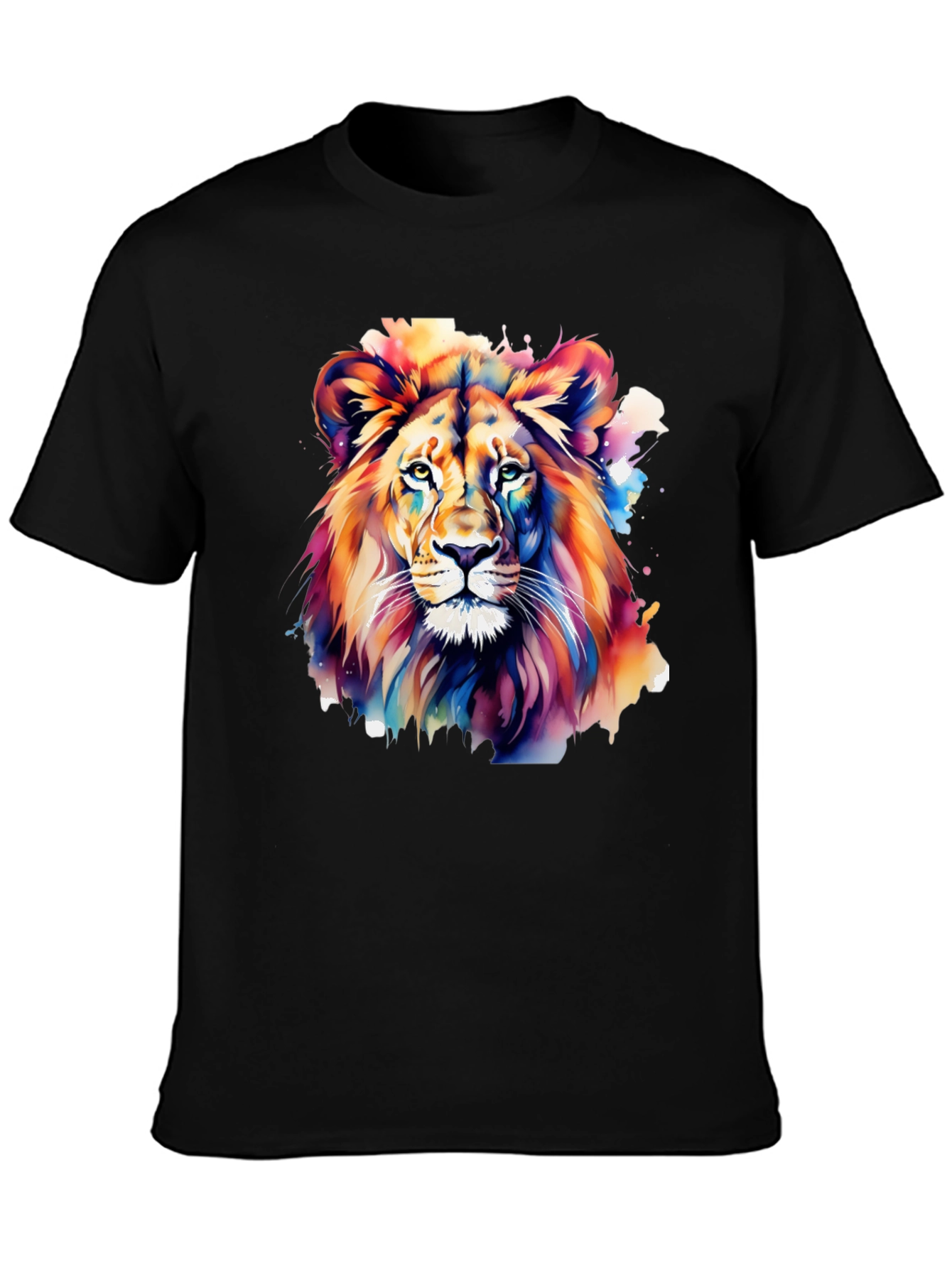 Vibrant Lion Graphic Black T-Shirt