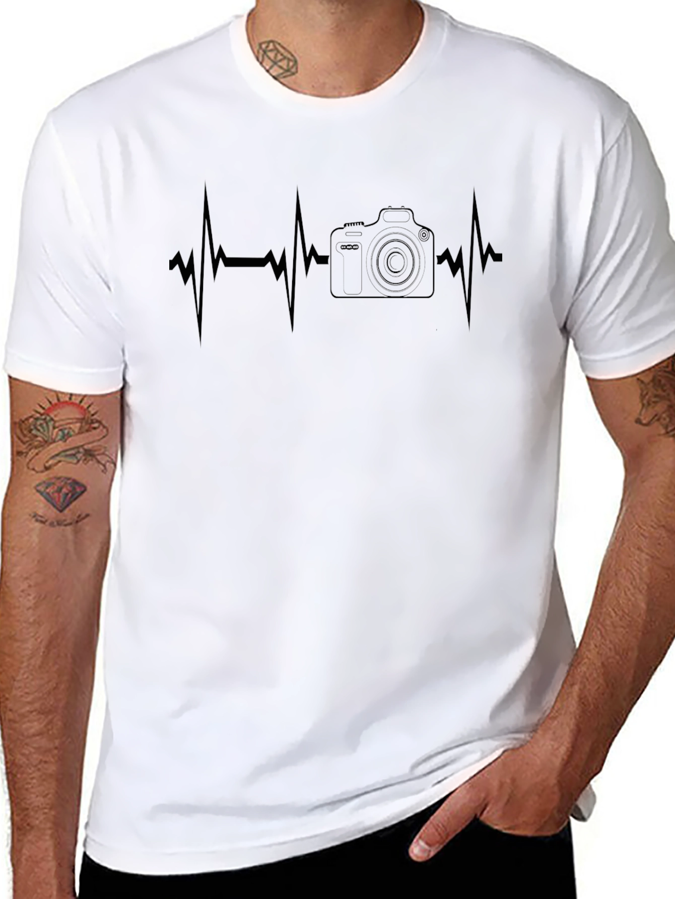 Photographer Heartbeat Graphic Tee - Black