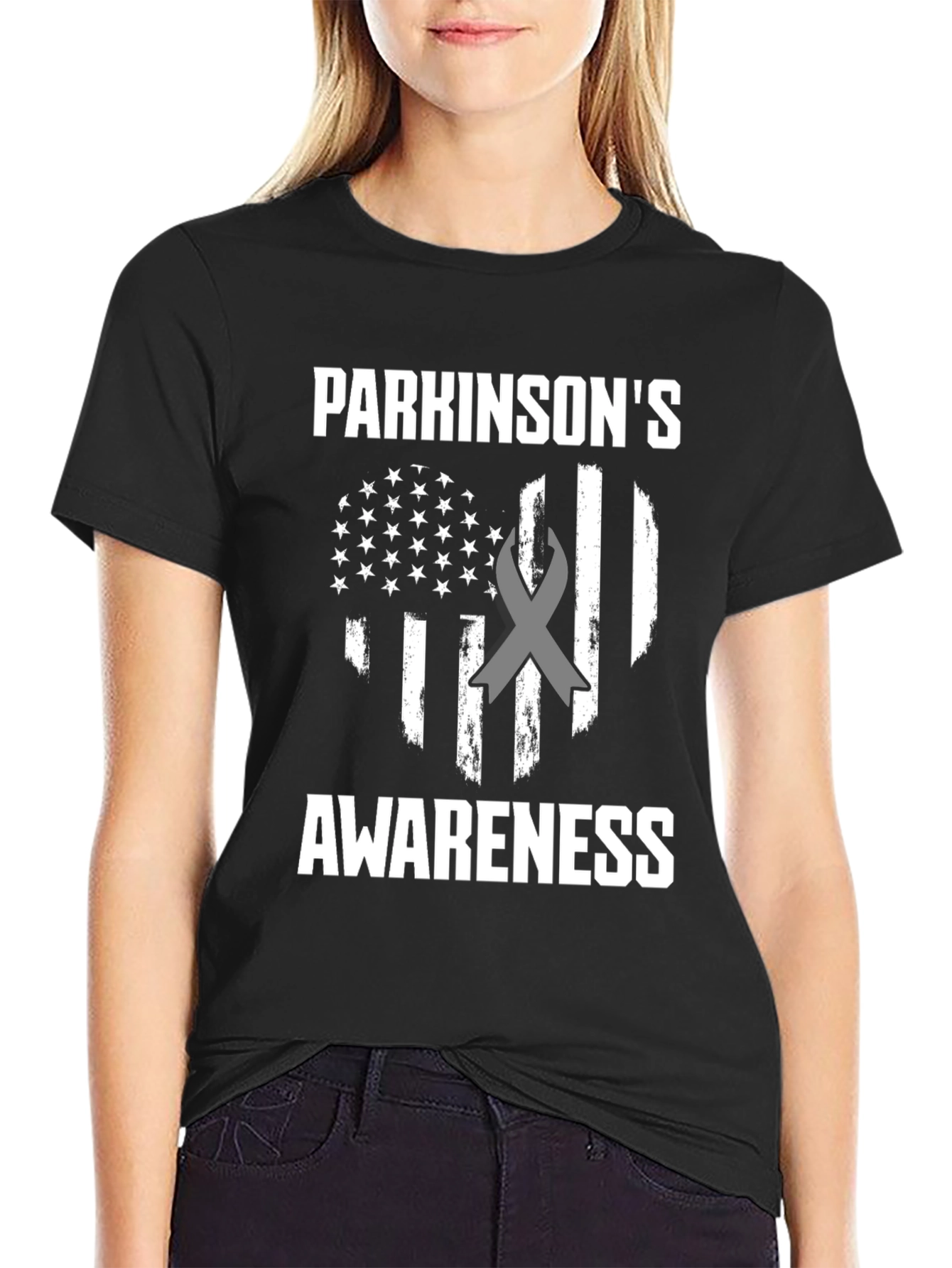 Parkinsons Awareness American Flag T-Shirt