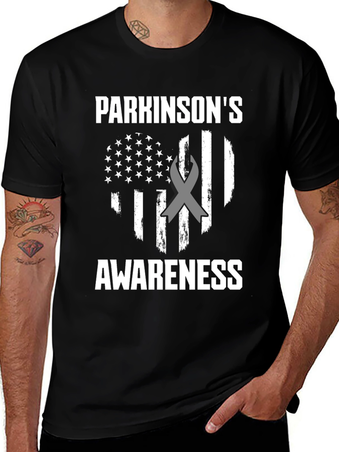 Parkinsons Awareness American Flag T-Shirt