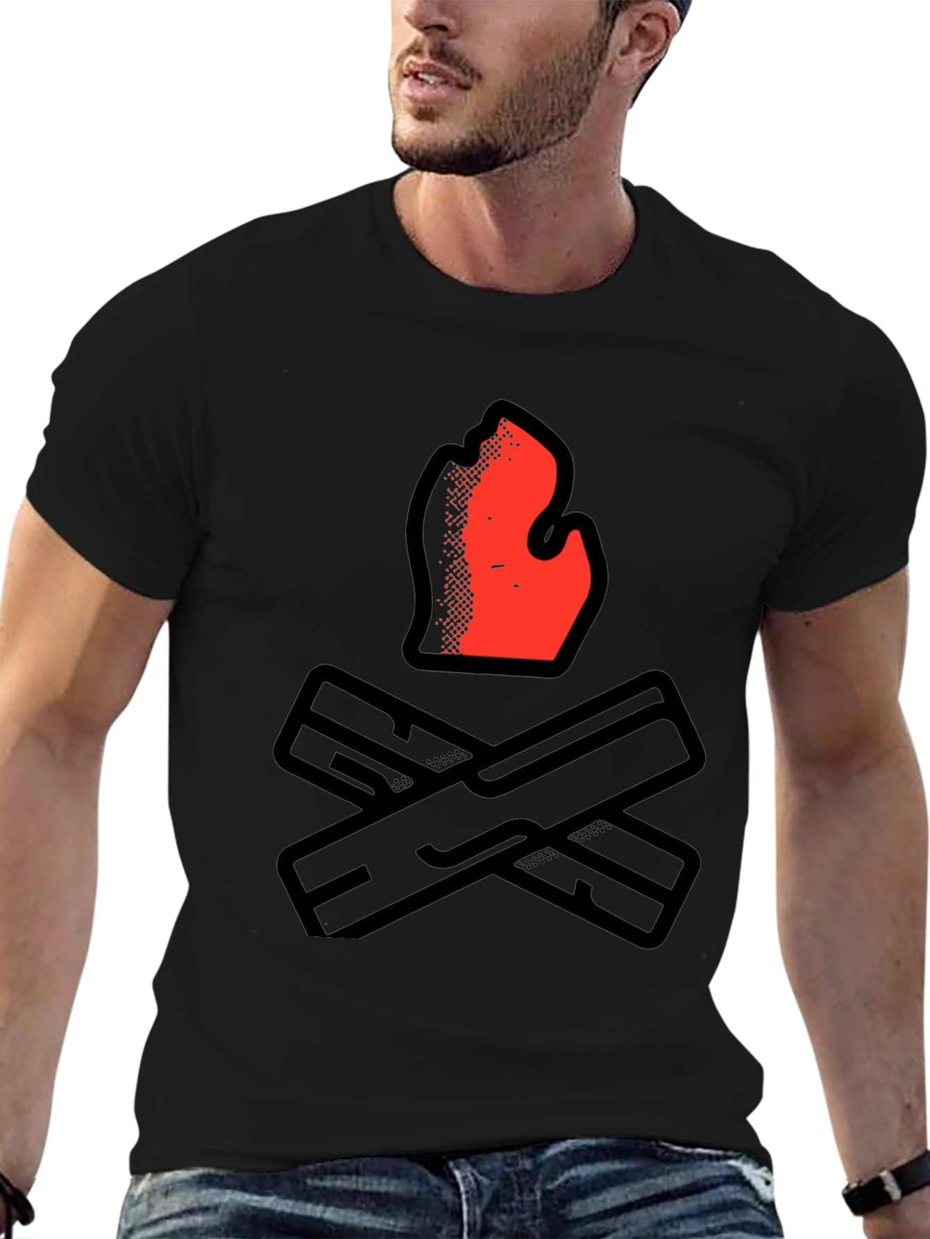 Campfire Graphic Tee - Black Casual Shirt