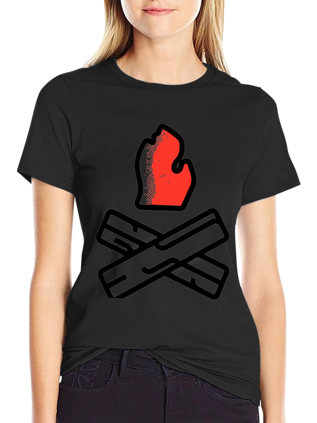 Campfire Graphic Tee - Black Casual Shirt