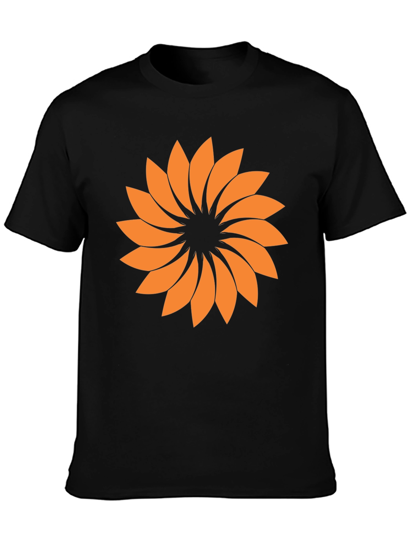 Abstract Orange Flower Graphic T-Shirt - Casual Style