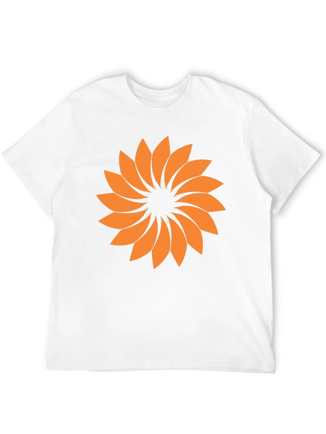 Abstract Orange Flower Graphic T-Shirt - Casual Style
