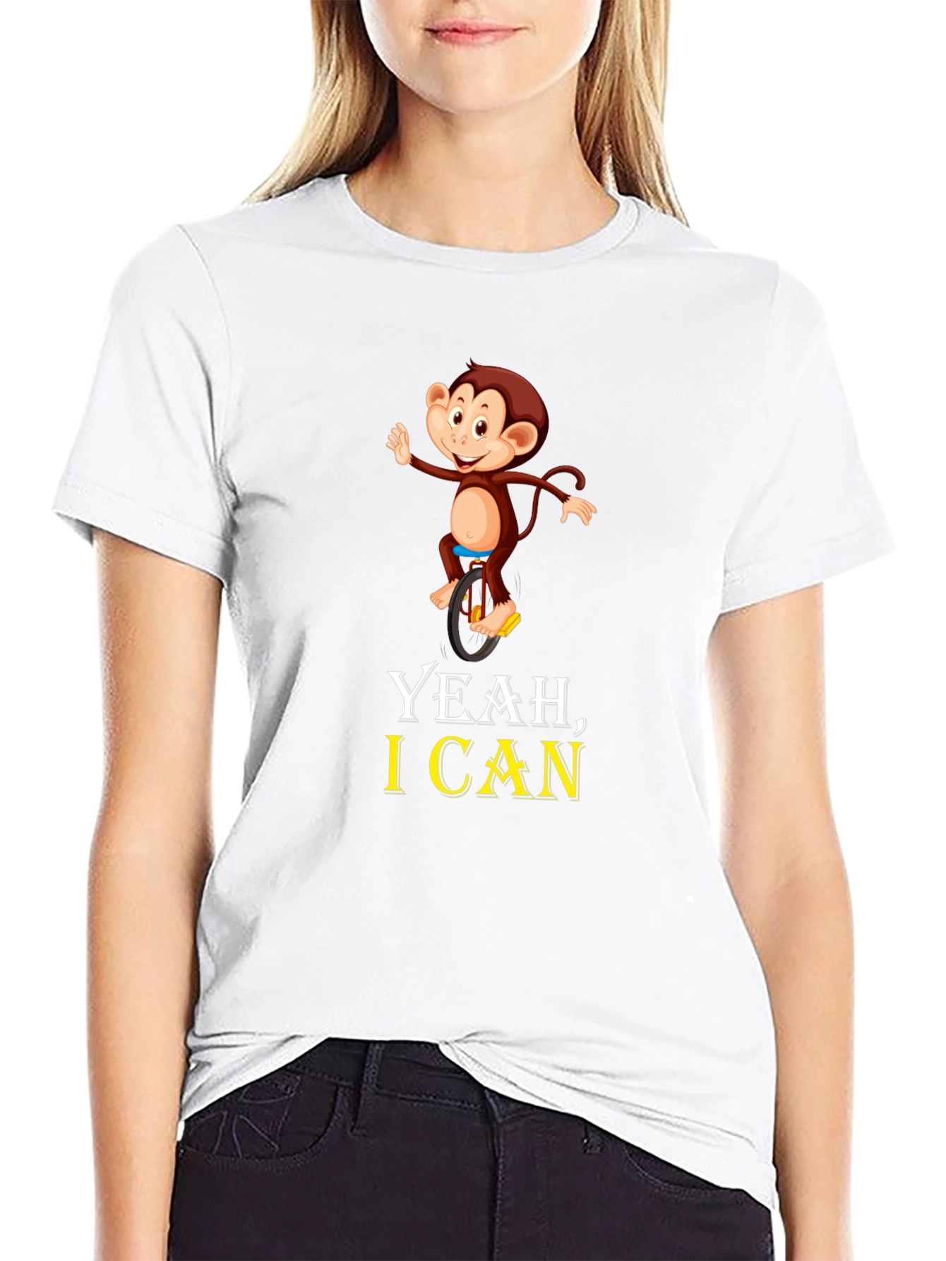 Funny Monkey Unicycle T-Shirt - Yeah I Can!