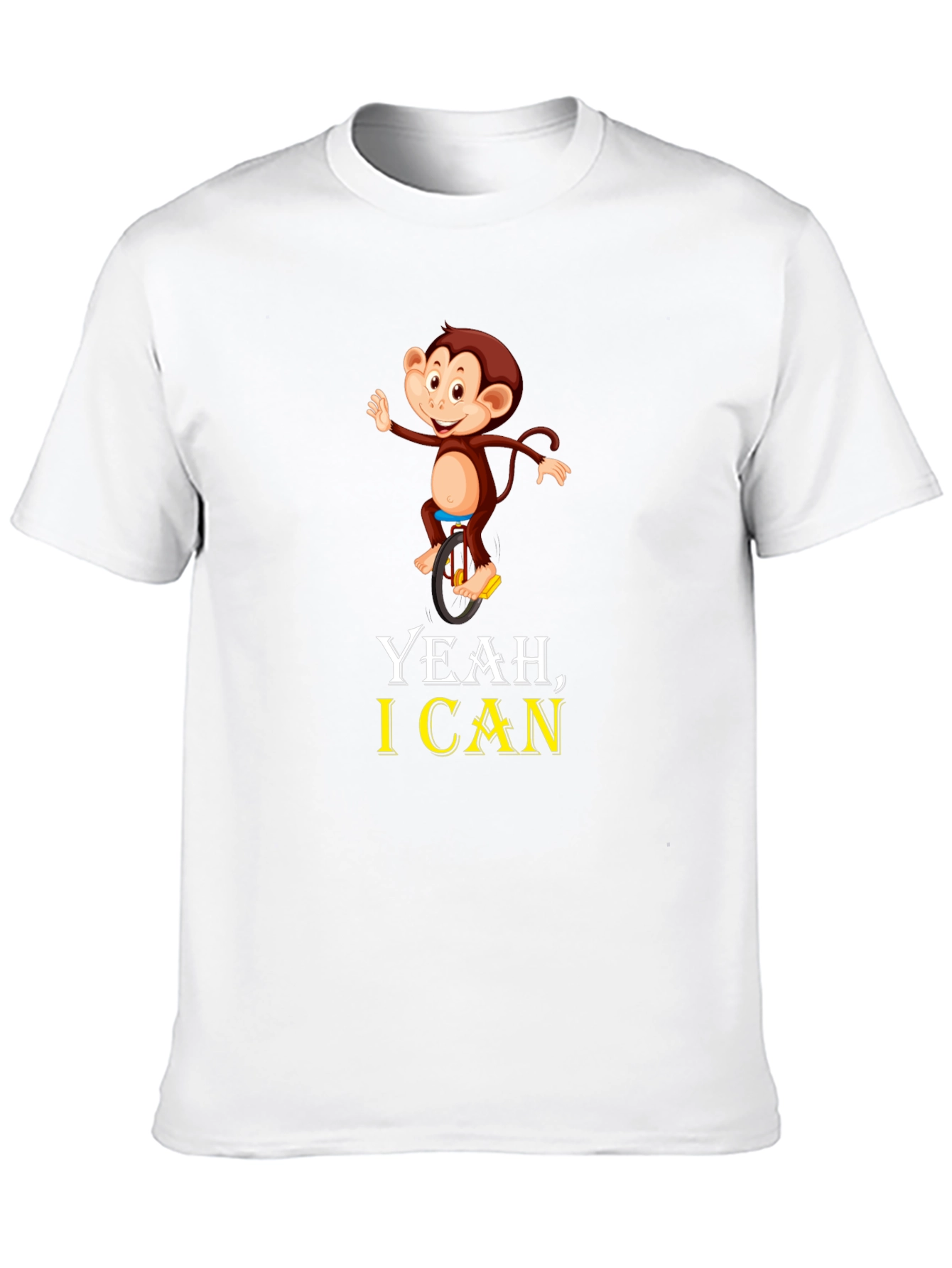 Funny Monkey Unicycle T-Shirt - Yeah I Can!