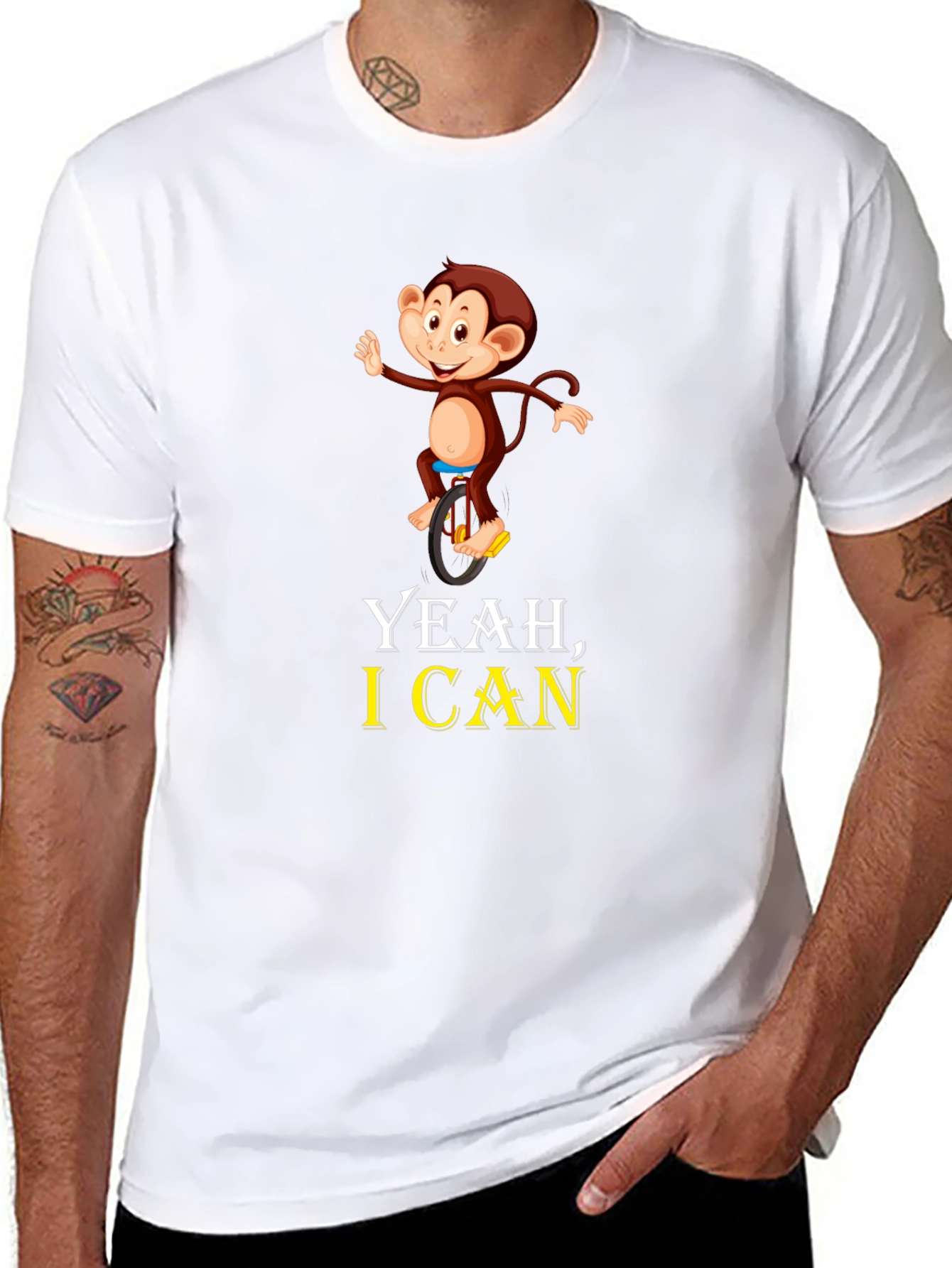 Funny Monkey Unicycle T-Shirt - Yeah I Can!