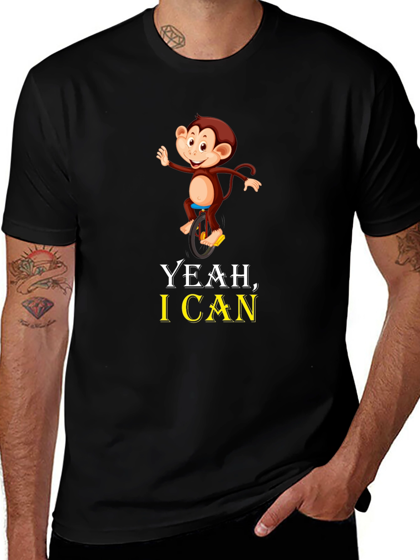 Funny Monkey Unicycle T-Shirt - Yeah I Can!