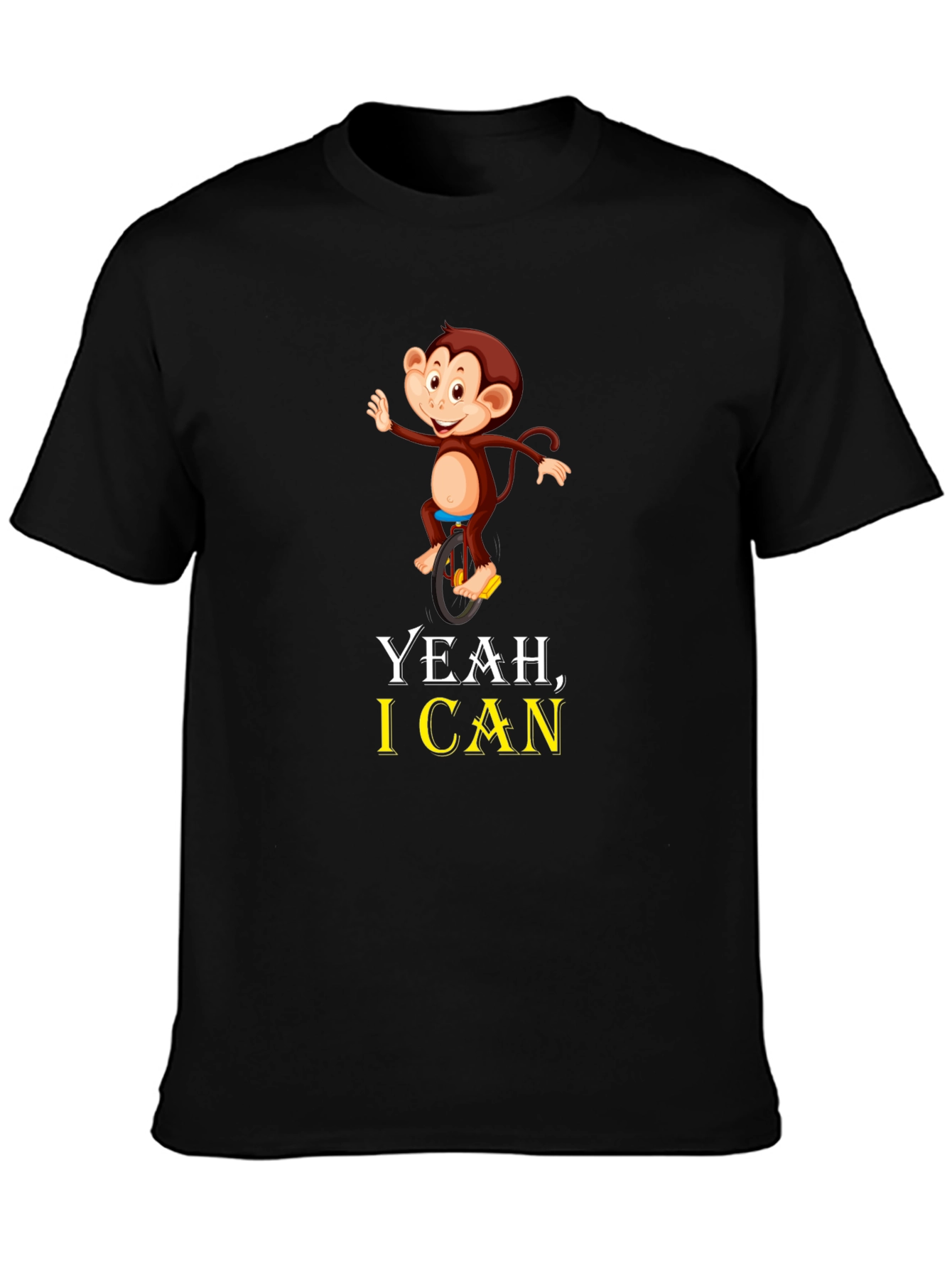 Funny Monkey Unicycle T-Shirt - Yeah I Can!
