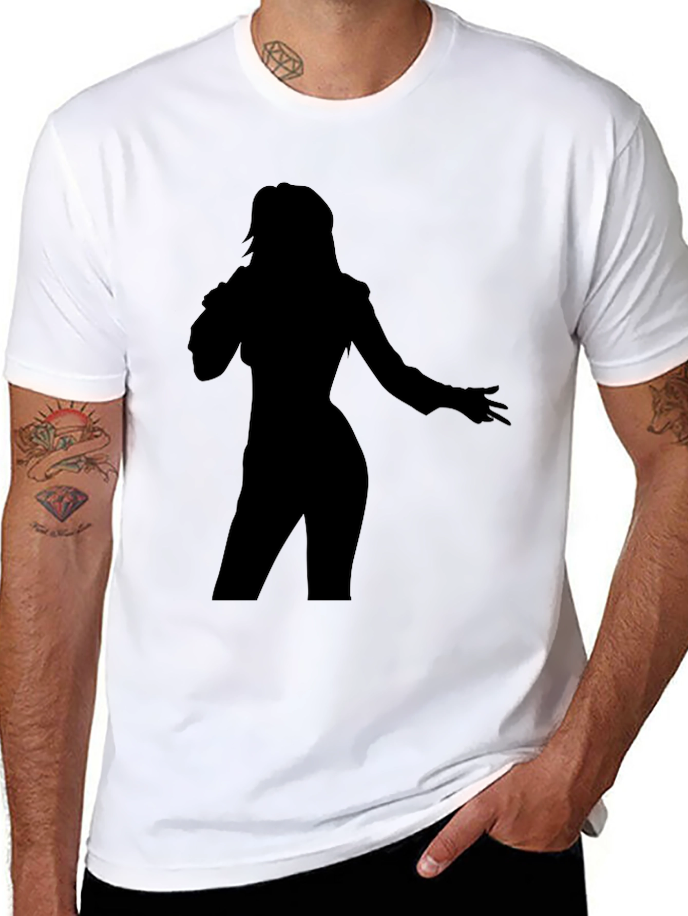 Silhouette Singer Graphic T-Shirt - Stylish Black Tee