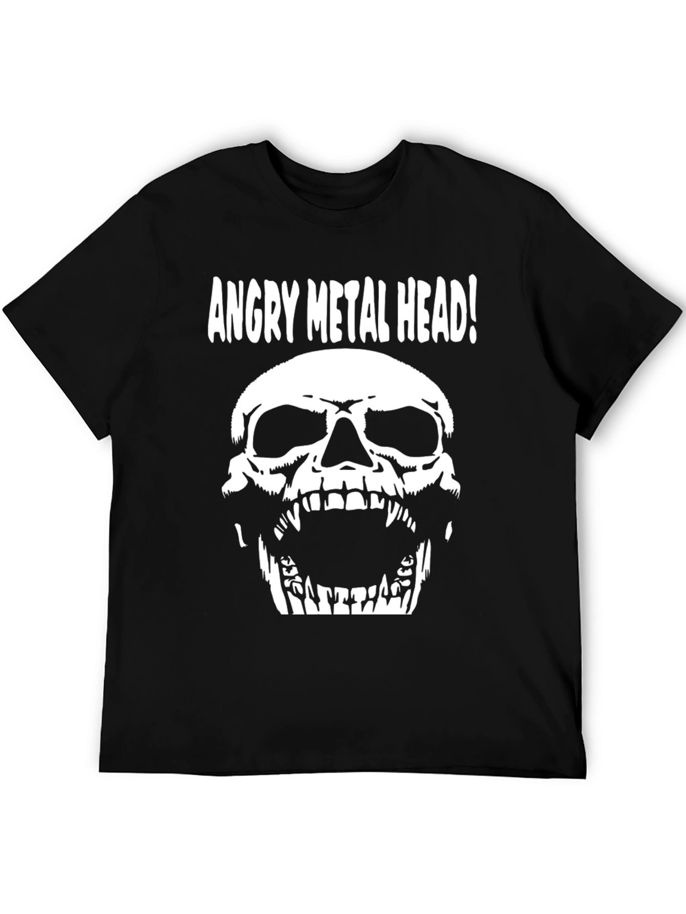 Angry Metal Head Skull Graphic T-Shirt - Black