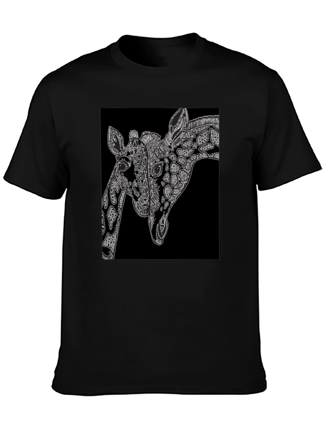 Giraffe Art Black T-Shirt - Unique Graphic Tee