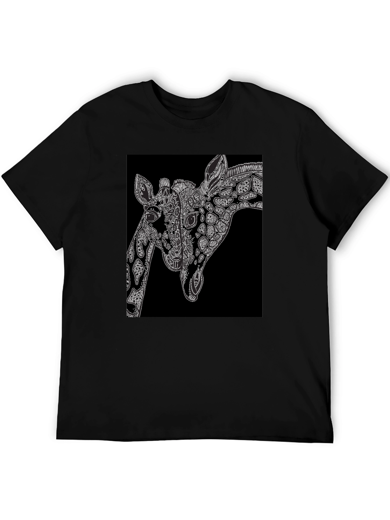 Giraffe Art Black T-Shirt - Unique Graphic Tee