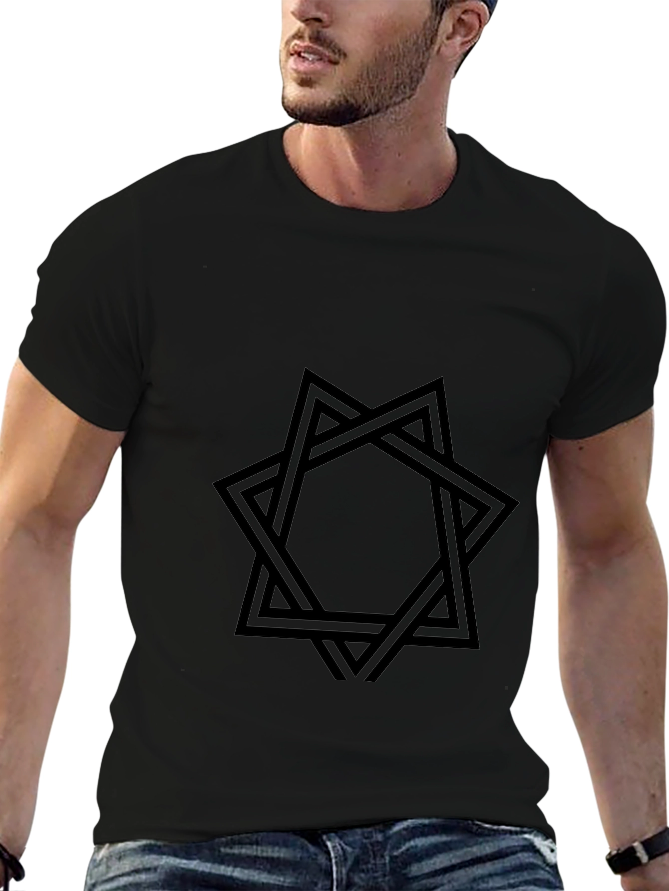Geometric Star Black Graphic Tee