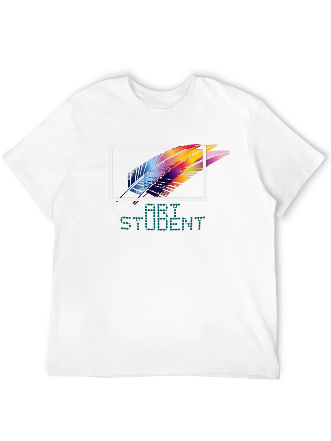 Art Student Feather Graphic T-Shirt - Black