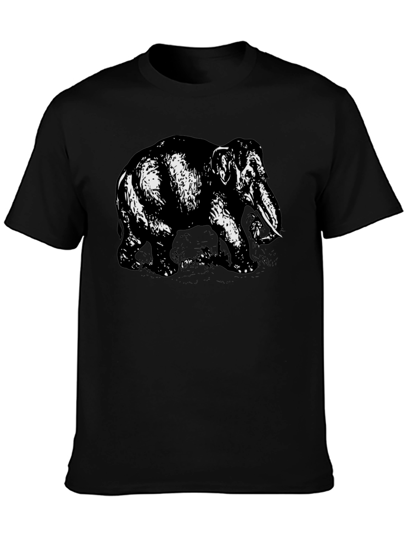 Elephant Graphic Tee - Bold Black Cotton Shirt