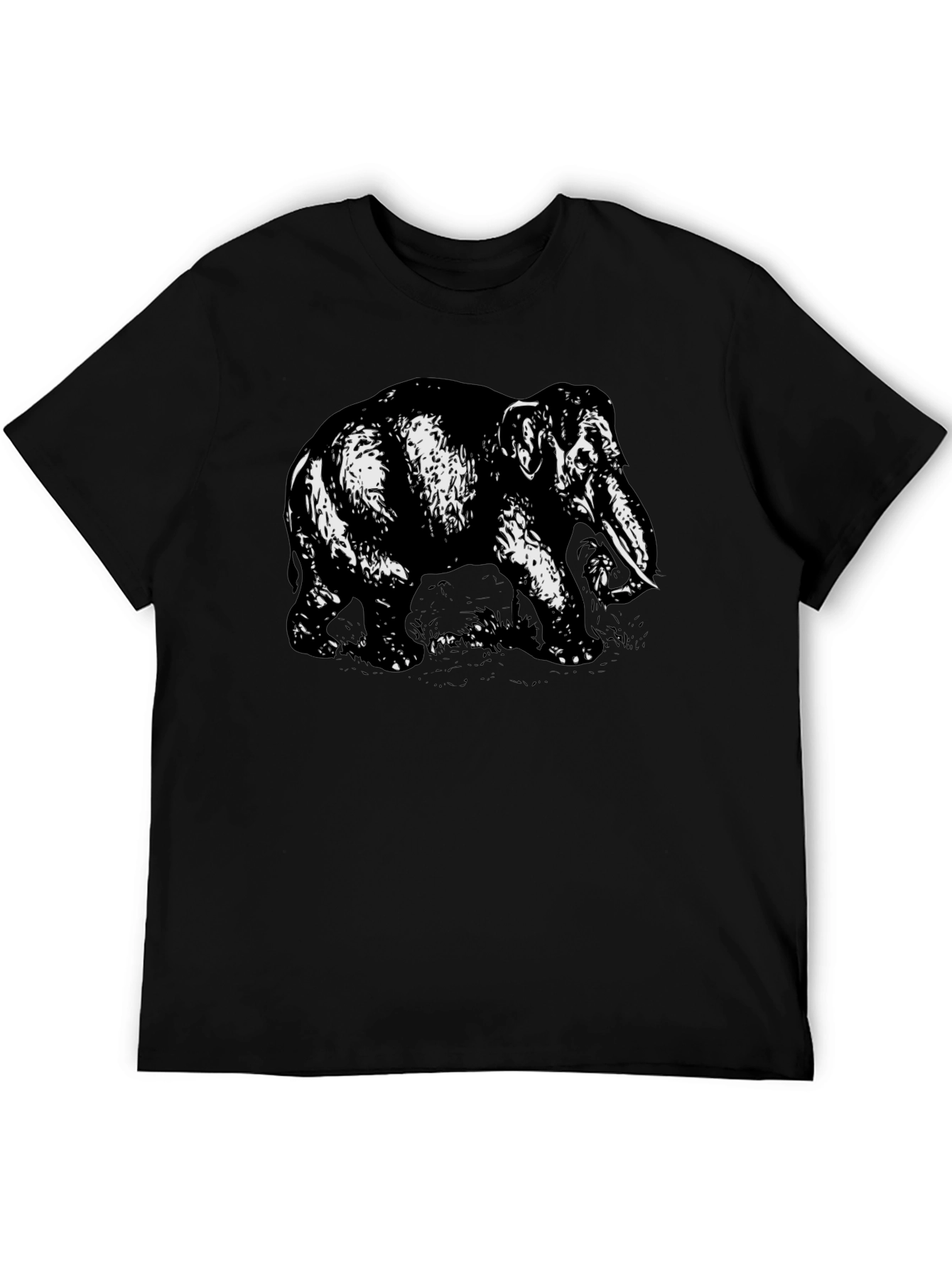 Elephant Graphic Tee - Bold Black Cotton Shirt