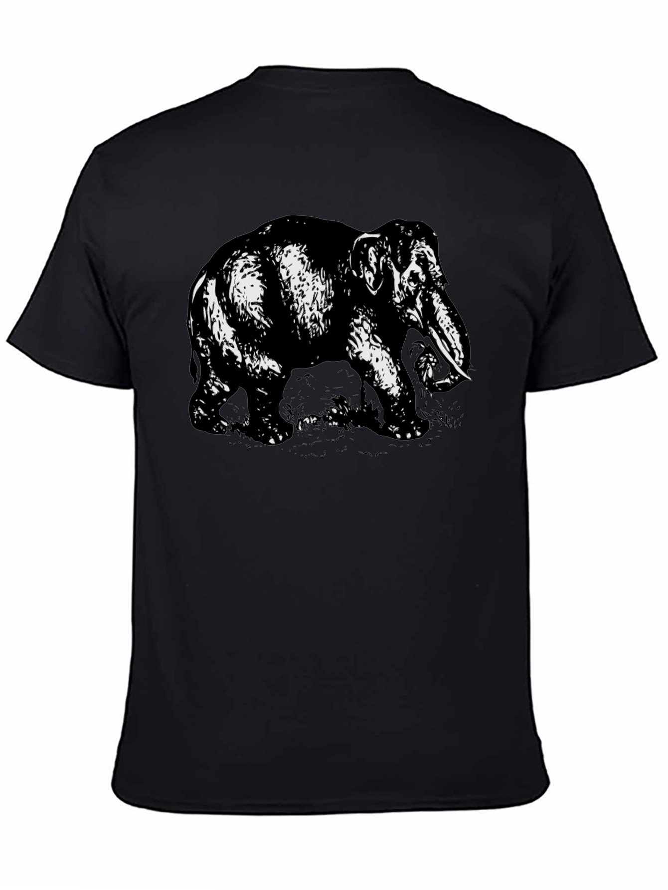 Elephant Graphic Tee - Bold Black Cotton Shirt