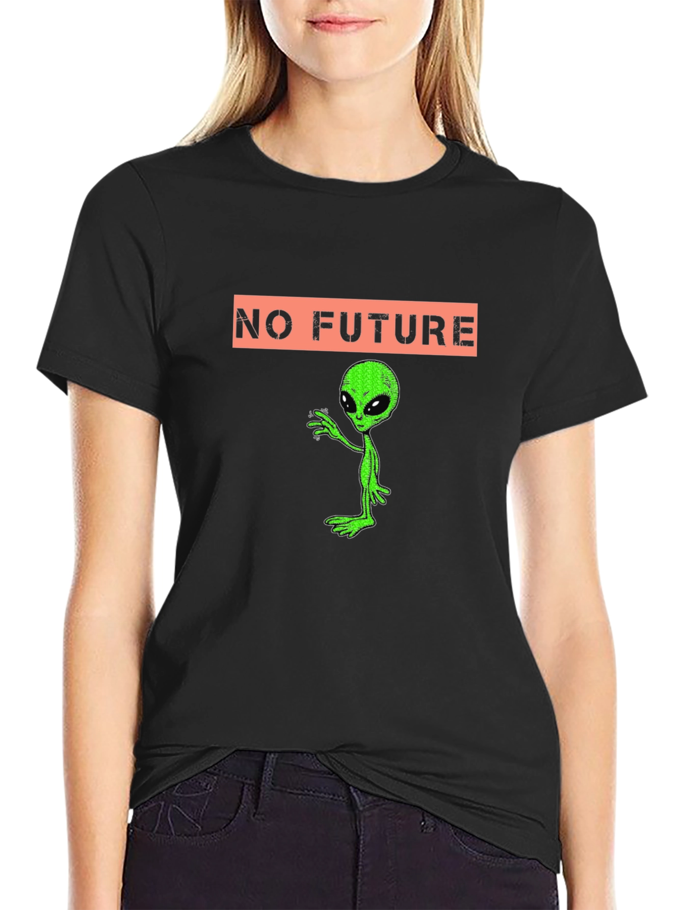 No Future Alien Graphic Tee - Black