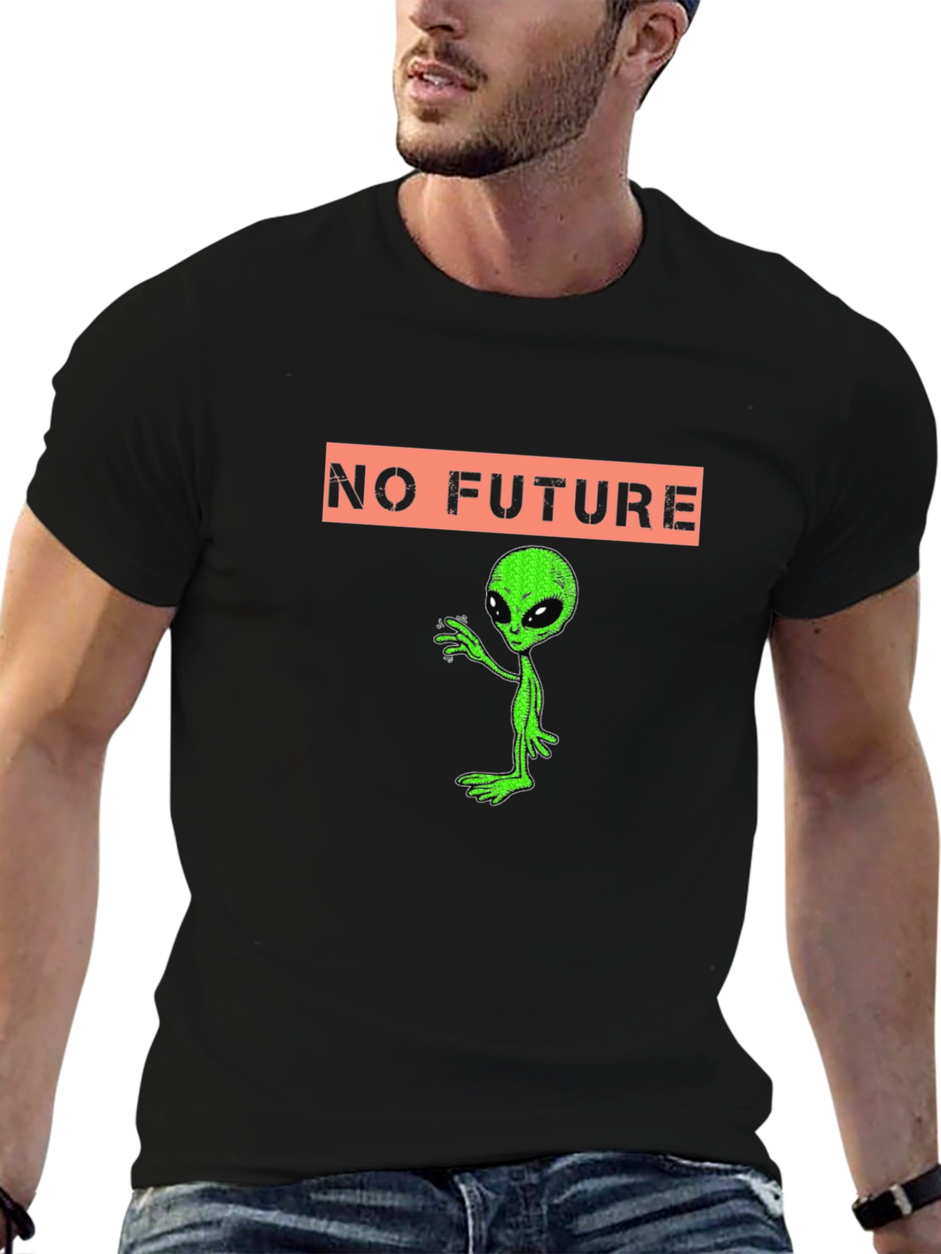 No Future Alien Graphic Tee - Black