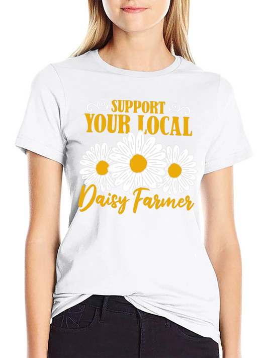 Daisy Farmer Graphic Tee - Local Support Black Cotton T-Shirt