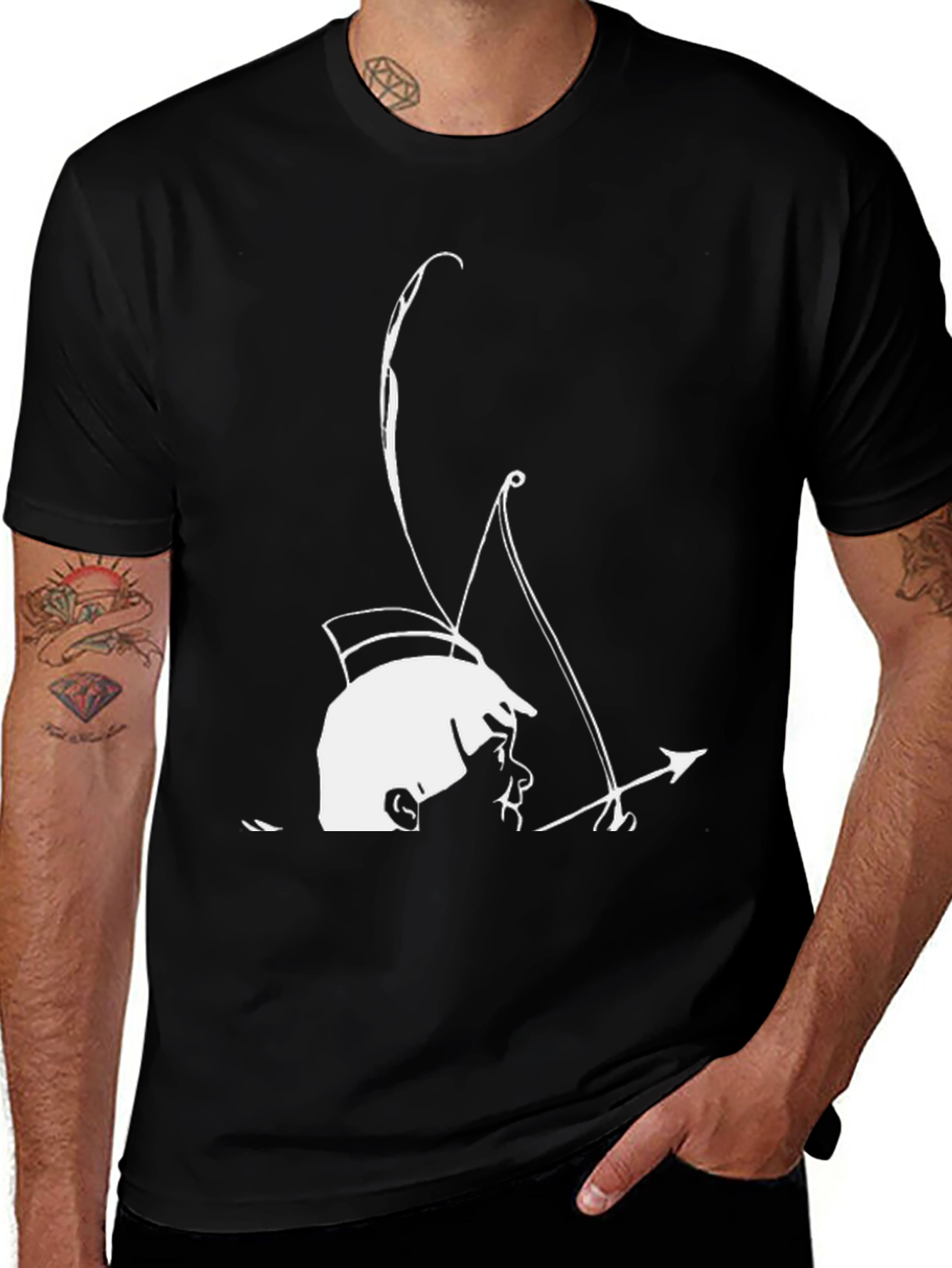 Archer Graphic Tee - Black Cotton T-Shirt