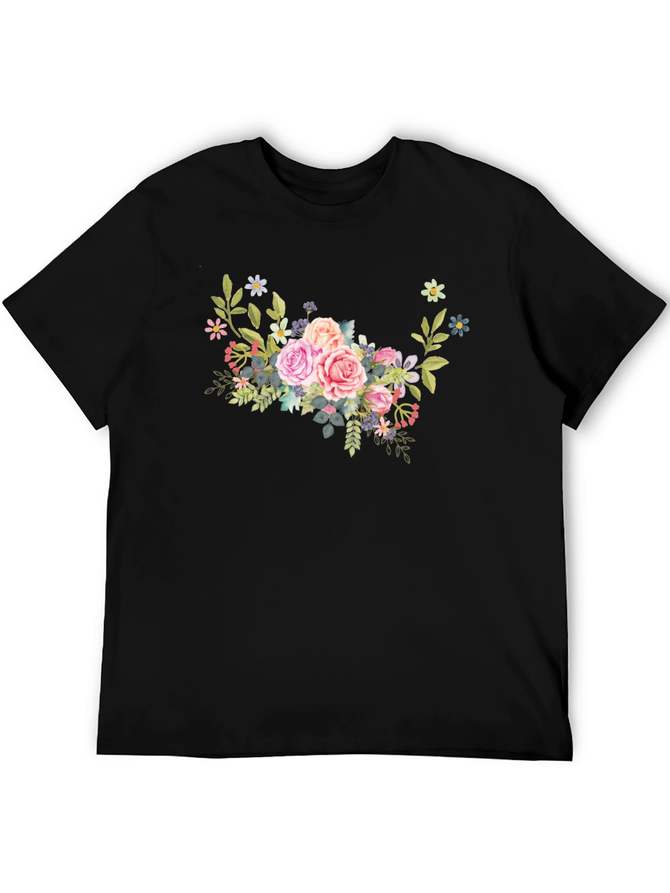 Floral Bouquet Black T-Shirt