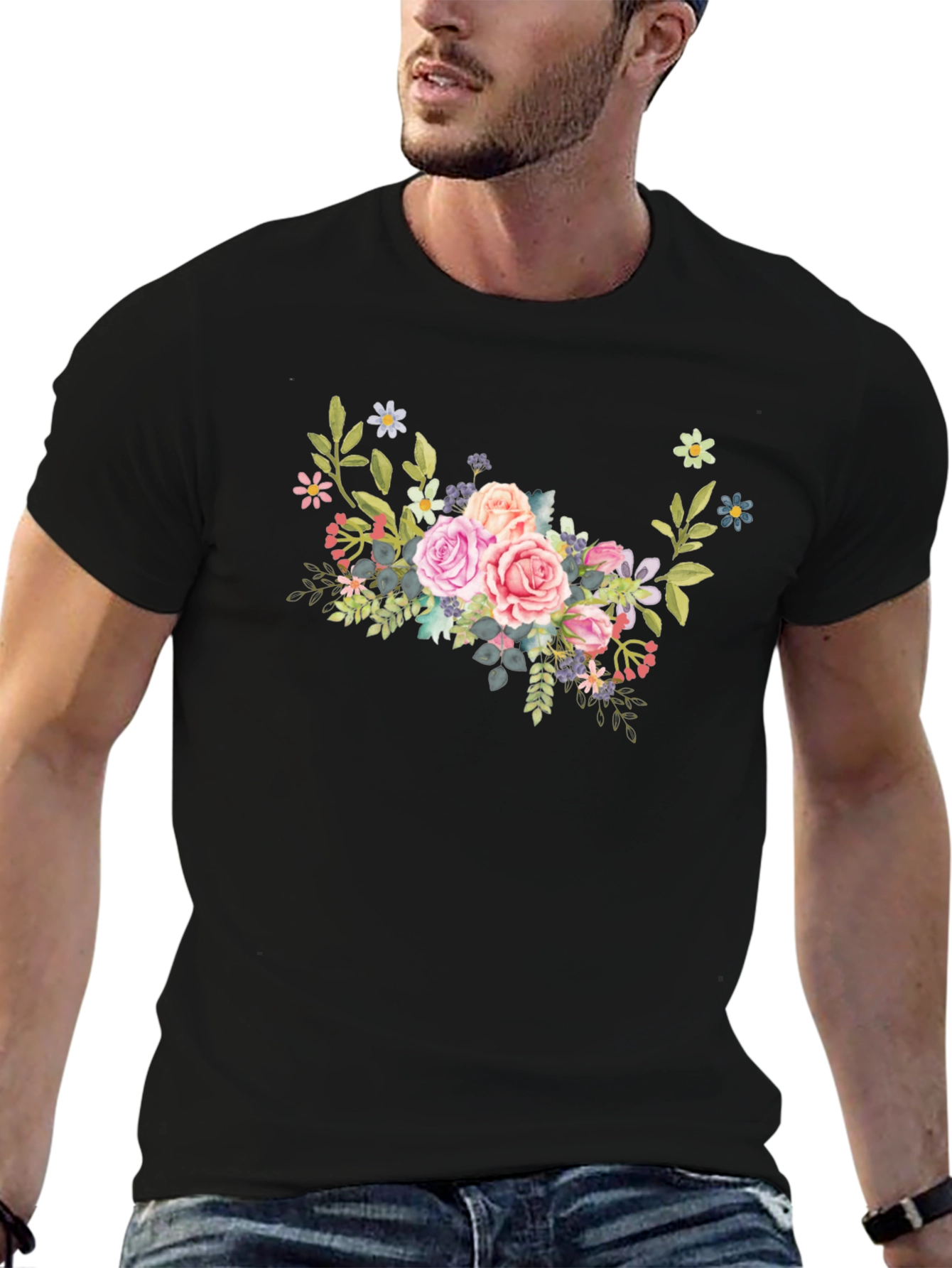 Floral Bouquet Black T-Shirt