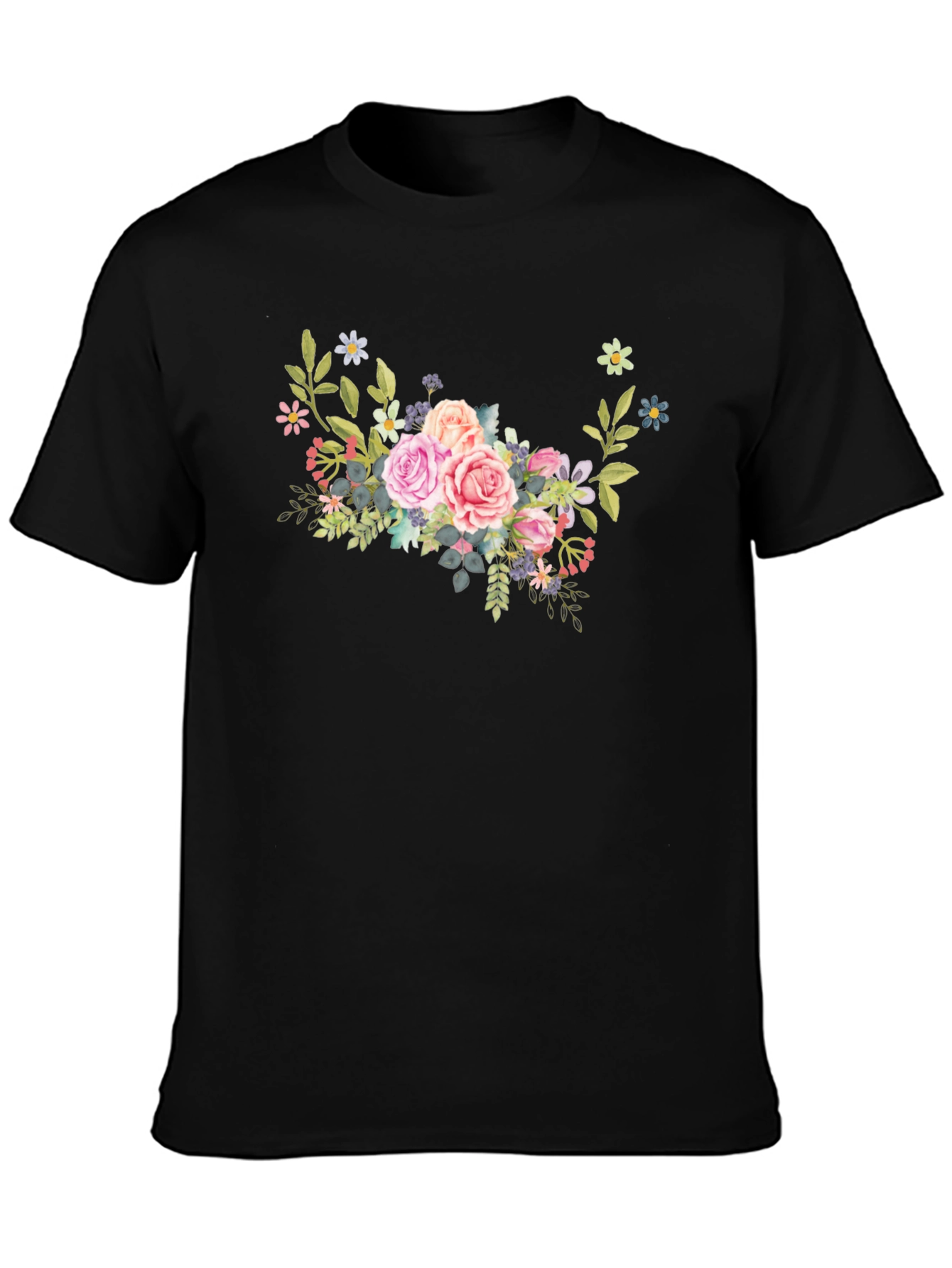 Floral Bouquet Black T-Shirt