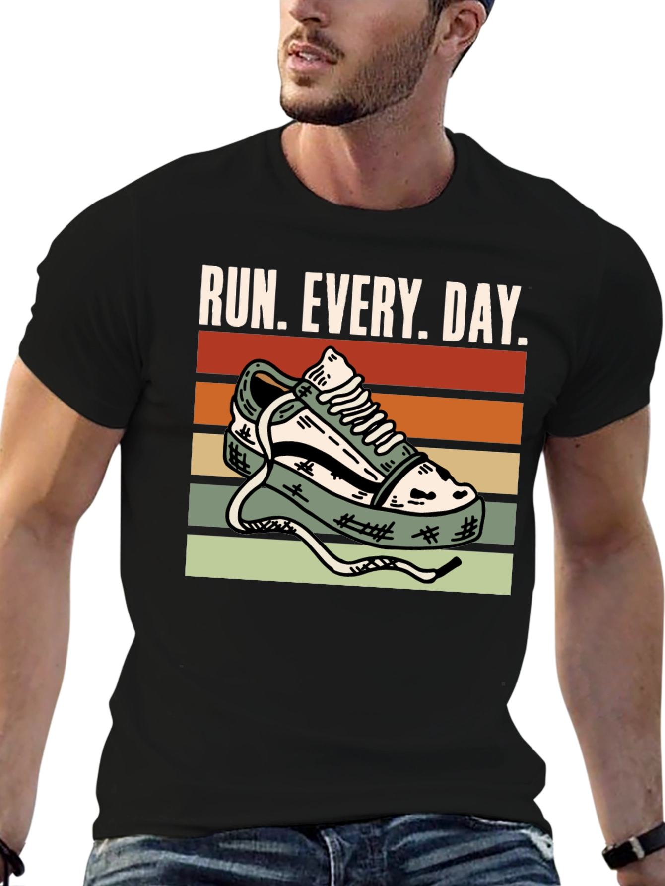 Run Every Day Graphic Tee - Retro Sneaker Design