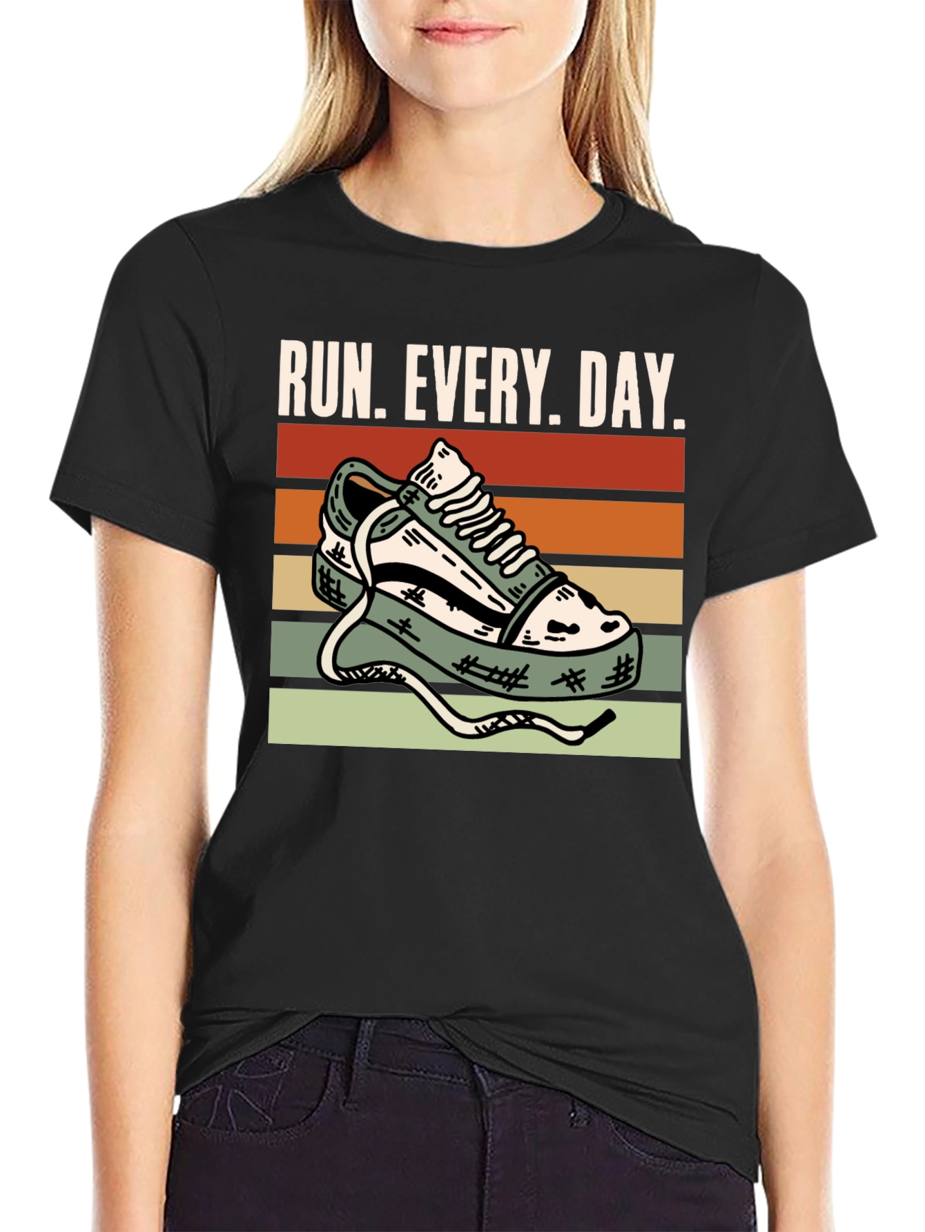 Run Every Day Graphic Tee - Retro Sneaker Design