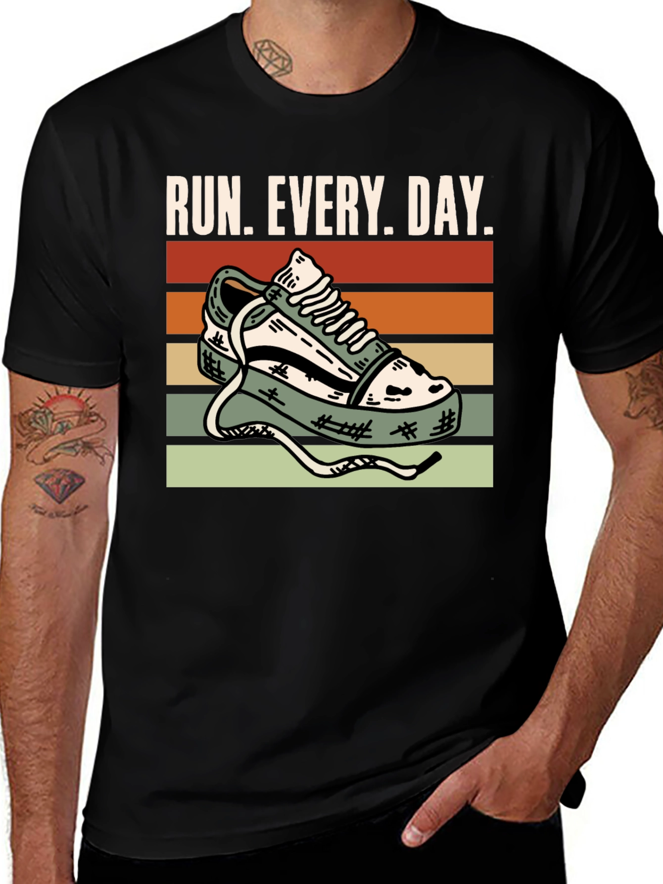 Run Every Day Graphic Tee - Retro Sneaker Design