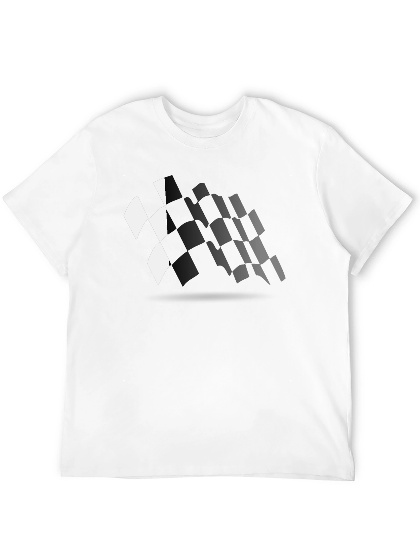 Checkered Flag Graphic Black T-Shirt Racing Fan Apparel