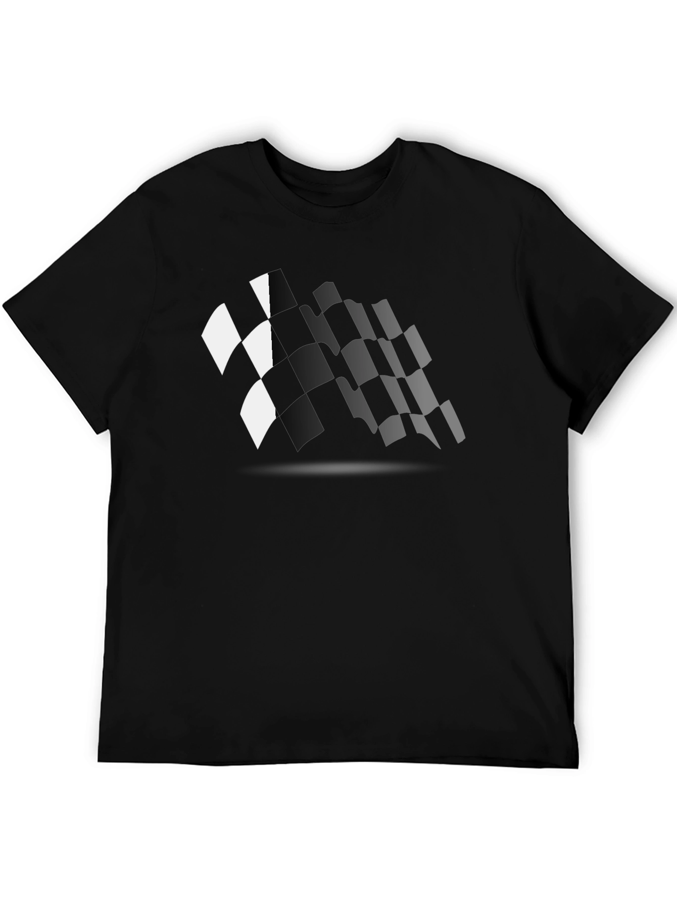 Checkered Flag Graphic Black T-Shirt Racing Fan Apparel