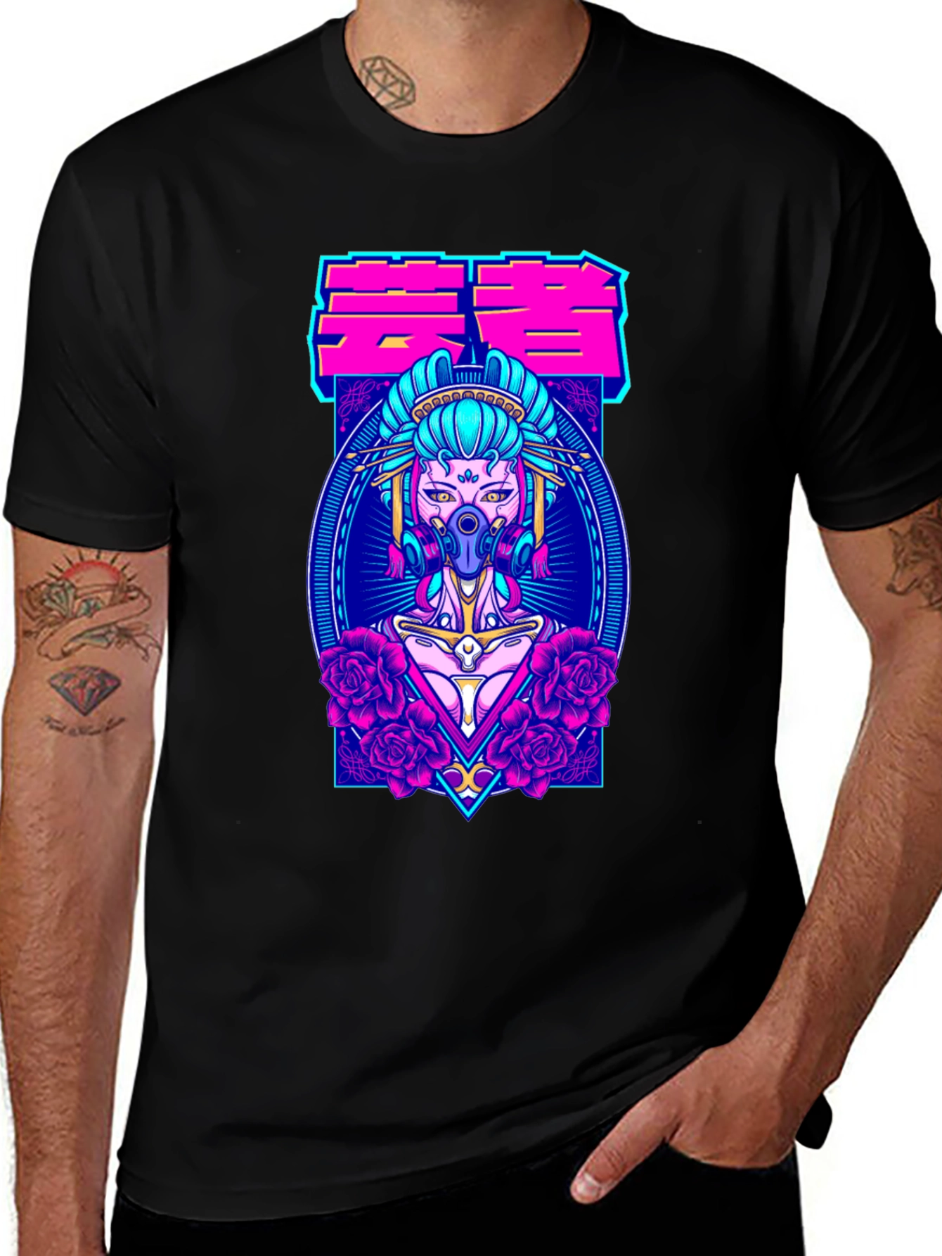 Cyberpunk Geisha T-Shirt - Unique Graphic Tee