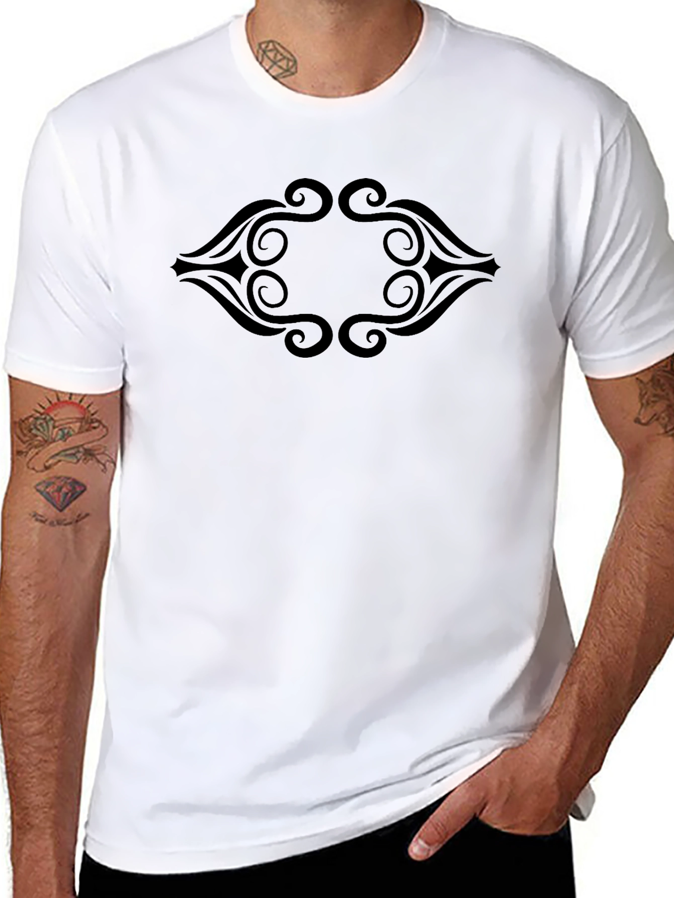 Tribal Swirl Graphic Black T-Shirt