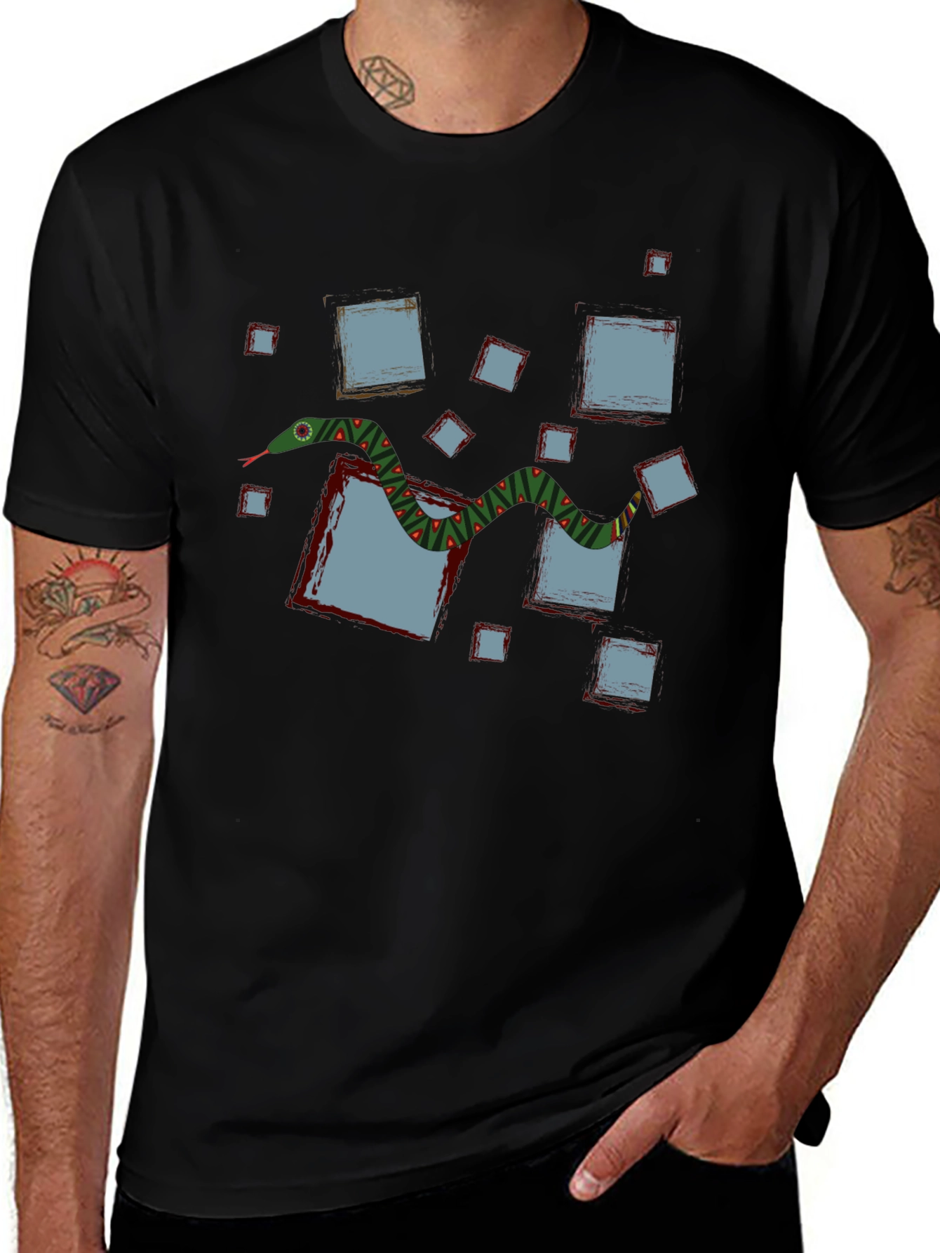 Abstract Snake Graphic T-Shirt
