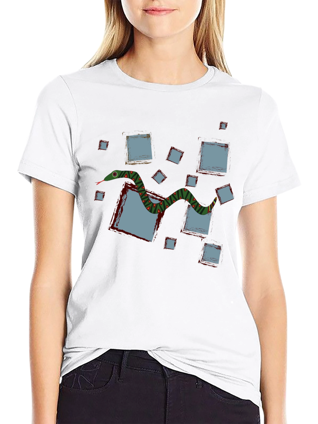 Abstract Snake Graphic T-Shirt