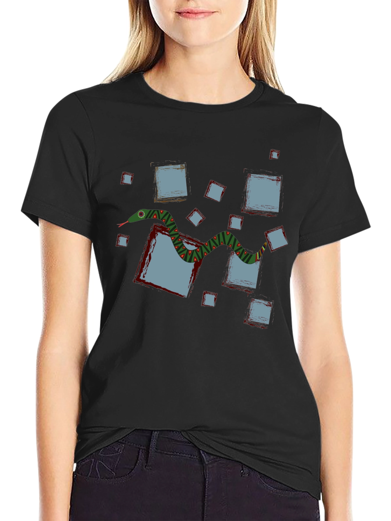 Abstract Snake Graphic T-Shirt