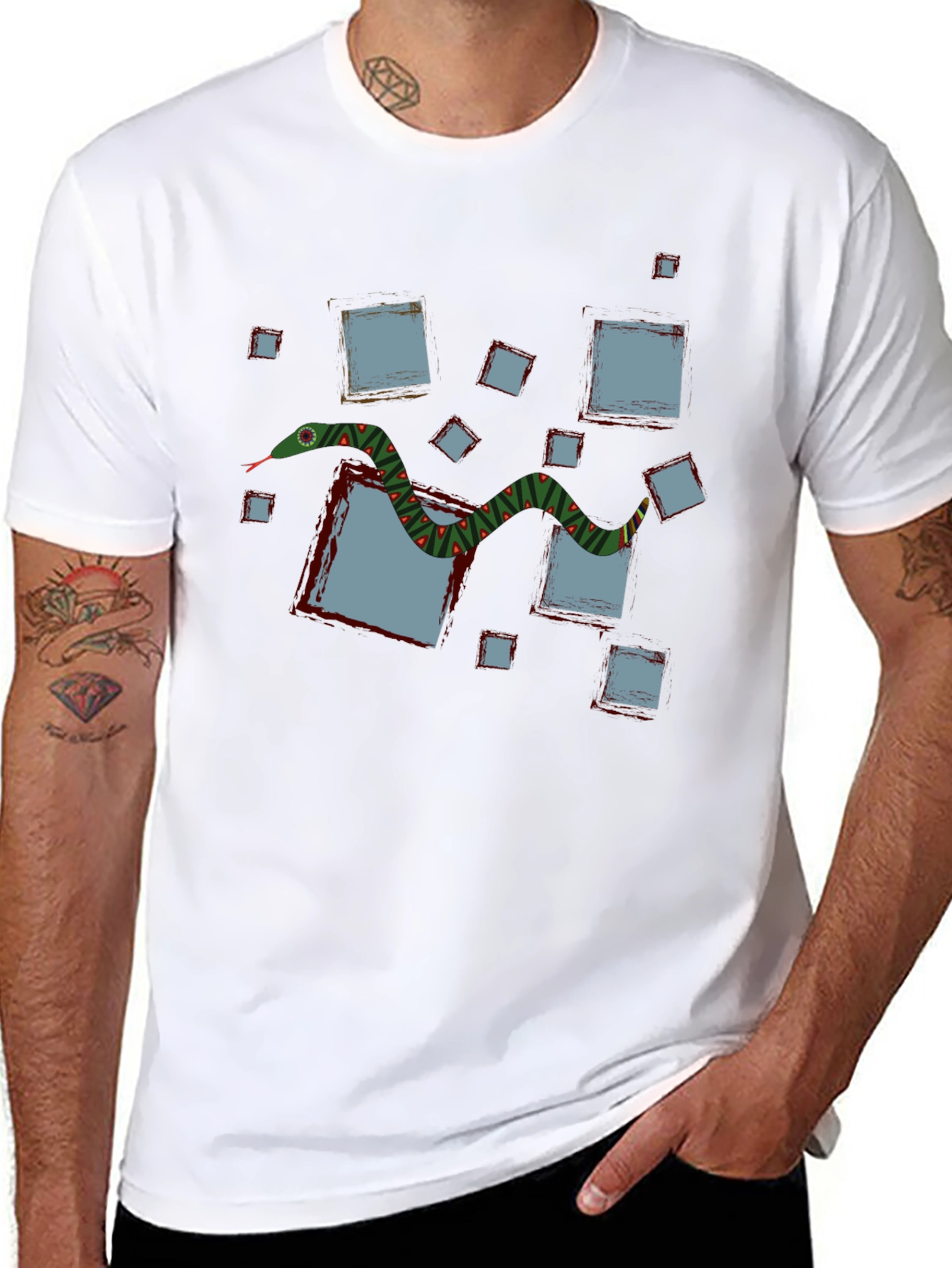 Abstract Snake Graphic T-Shirt