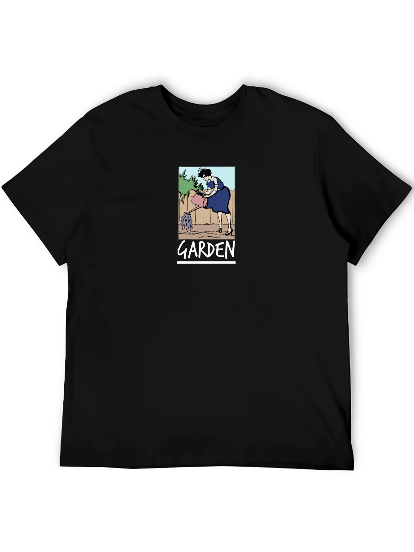Garden Cartoon Graphic T-Shirt Black