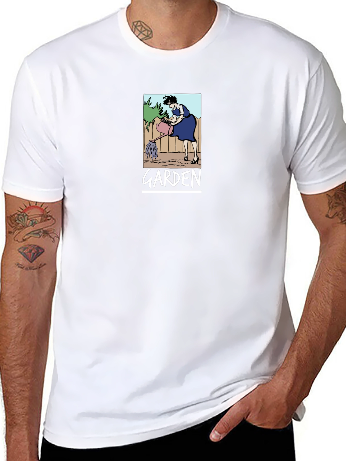 Garden Cartoon Graphic T-Shirt Black