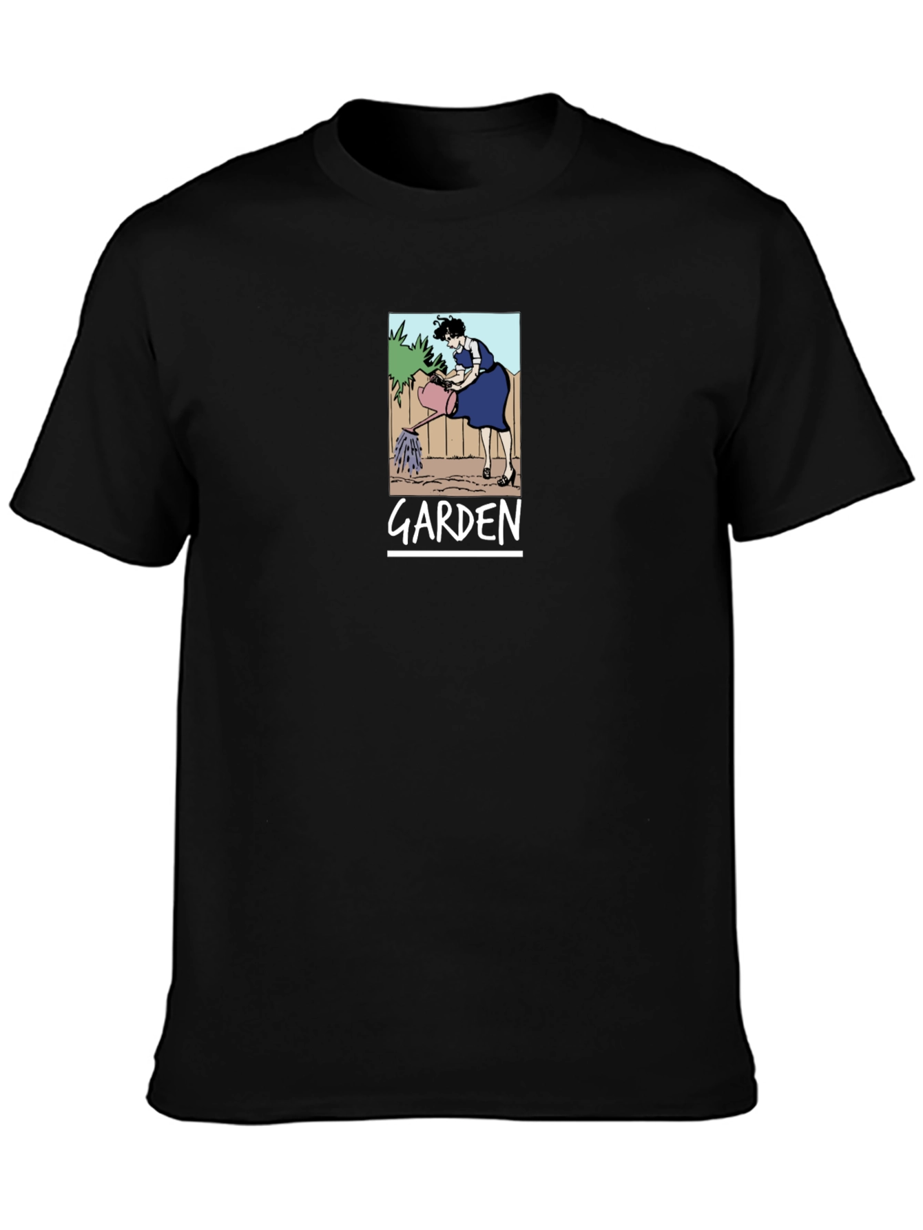 Garden Cartoon Graphic T-Shirt Black